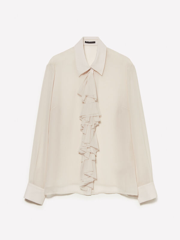 Önü Fırfır Detaylı Regular Fit Gömlek Kadın Pembe Gömlek - 325A5NOXLQ09T