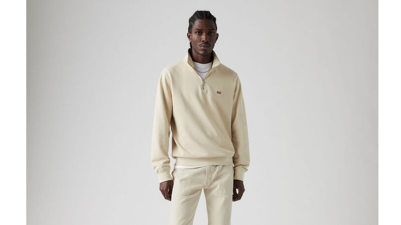 Levi's - ORIGINAL HM 1/4 ZIP Erkek Beyaz Sweatshirt - 001TU