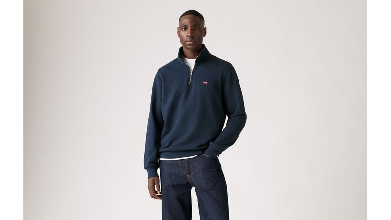 Levi's - ORIGINAL HM 1/4 ZIP Erkek Mavi Sweatshirt - 001TU