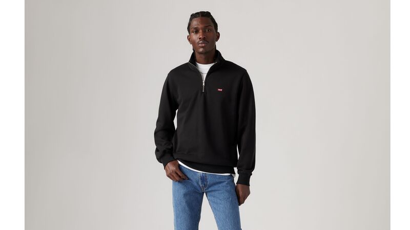 Levi's - ORIGINAL HM 1/4 ZIP TR MYRTLE Erkek Siyah Sweatshirt - L001TU