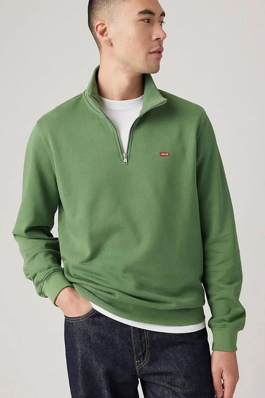 Levi's - ORIGINAL HM 1/4 ZIP TR MYRTLE Erkek Yeşil Sweatshirt - L001TU
