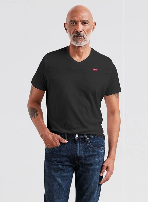 Levi's - ORIGINAL HM VNECK LSE_DRESS BLUES BLUES Erkek Siyah T-Shirt - 85641