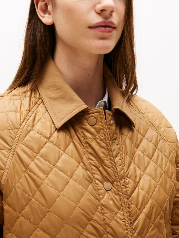 PADDED NYLON REG QUILTED COAT Kadın Kahverengi Parka - WW0WW46448