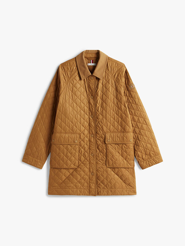 PADDED NYLON REG QUILTED COAT Kadın Kahverengi Parka - WW0WW46448