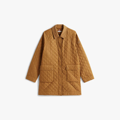 PADDED NYLON REG QUILTED COAT Kadın Kahverengi Parka - WW0WW46448