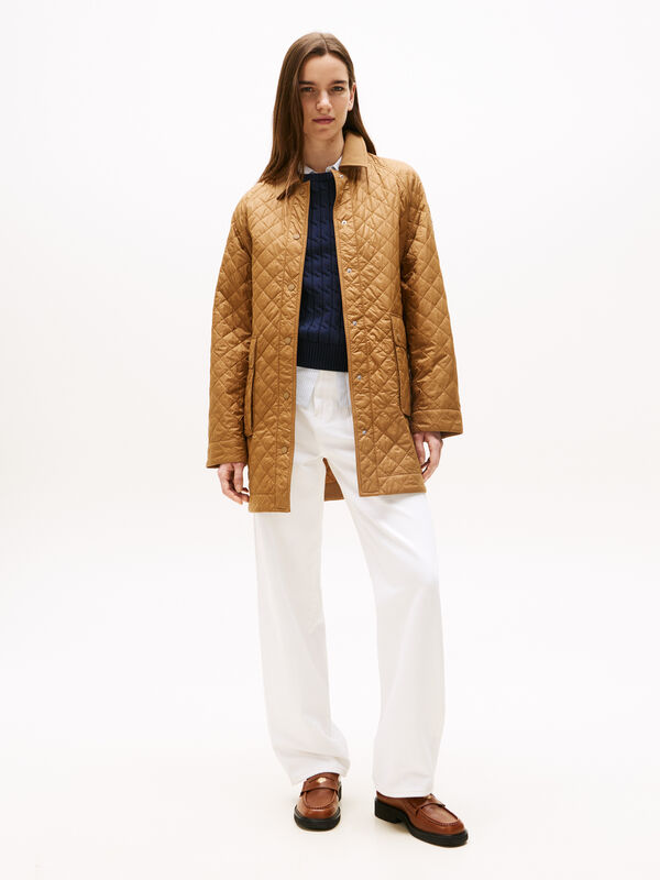 Tommy Hilfiger - PADDED NYLON REG QUILTED COAT Kadın Kahverengi Parka - WW0WW46448