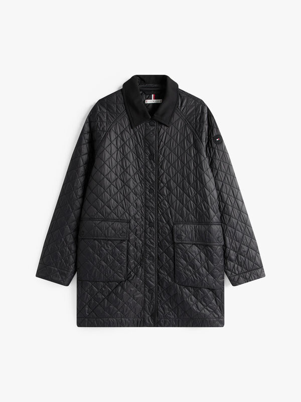 PADDED NYLON REG QUILTED COAT Kadın Siyah Parka - WW0WW46448