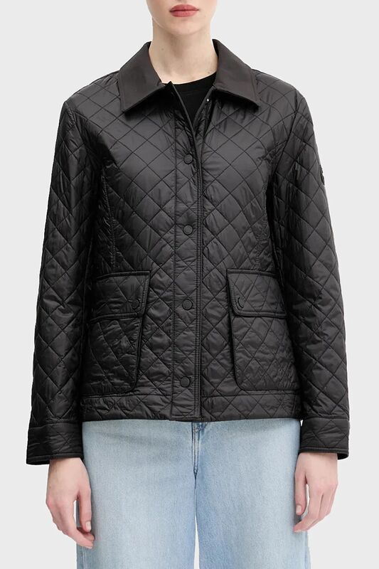 PADDED NYLON SLIM QUILTED JACKET Kadın Siyah Ceket - WW0WW45641