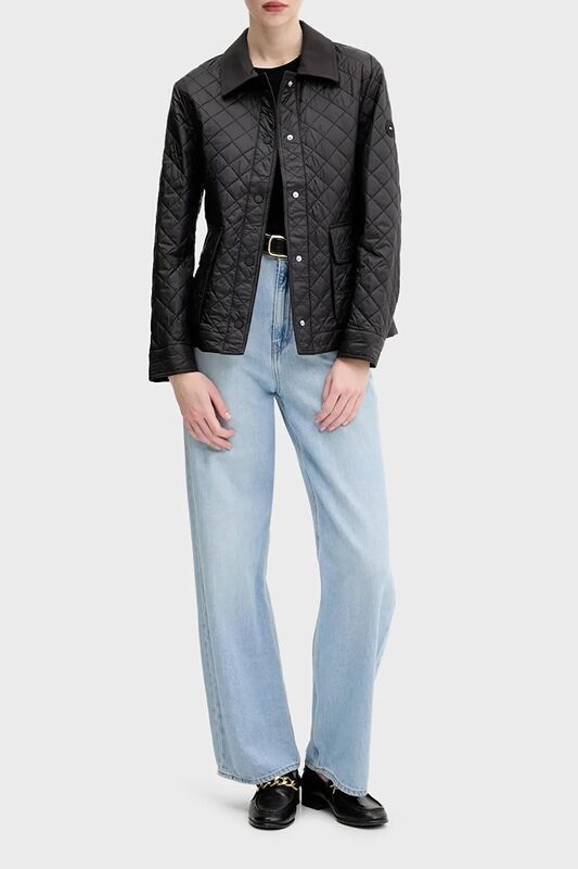 PADDED NYLON SLIM QUILTED JACKET Kadın Siyah Ceket - WW0WW45641