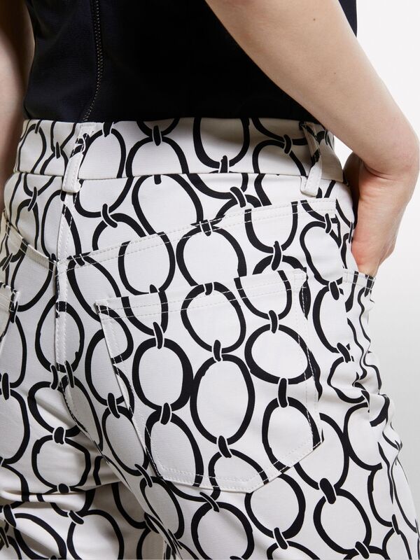 Pamuk Karışımlı 5 Cepli Baskılı Slim Fit Bilek Boy Pantolon Kadın Kırık Beyaz Mix Pantolon - 324A4ZJSLE03S