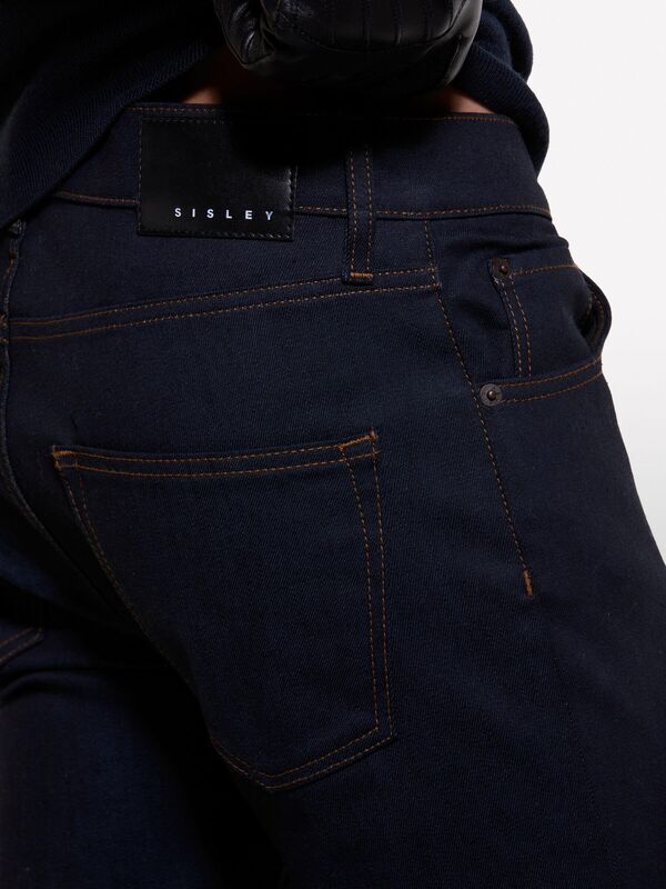 Sisley - Pamuk Karışımlı 5 Cepli Deri Görünümlü Denim Pantolon Erkek 932 Pantolon - 324A4FLSSE02F