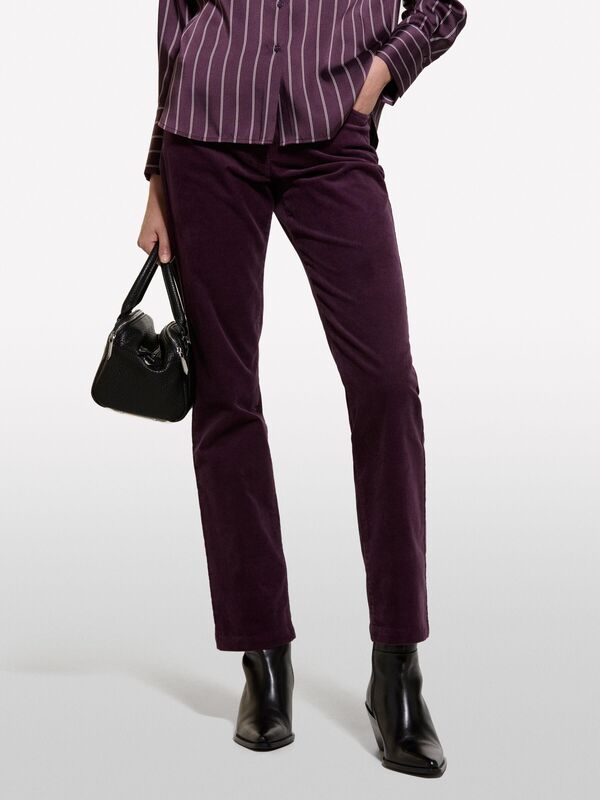 Pamuk Karışımlı Beş Cepli Normal Kesim Pantolon Kadın Mor Pantolon - 324A46C2LE02W