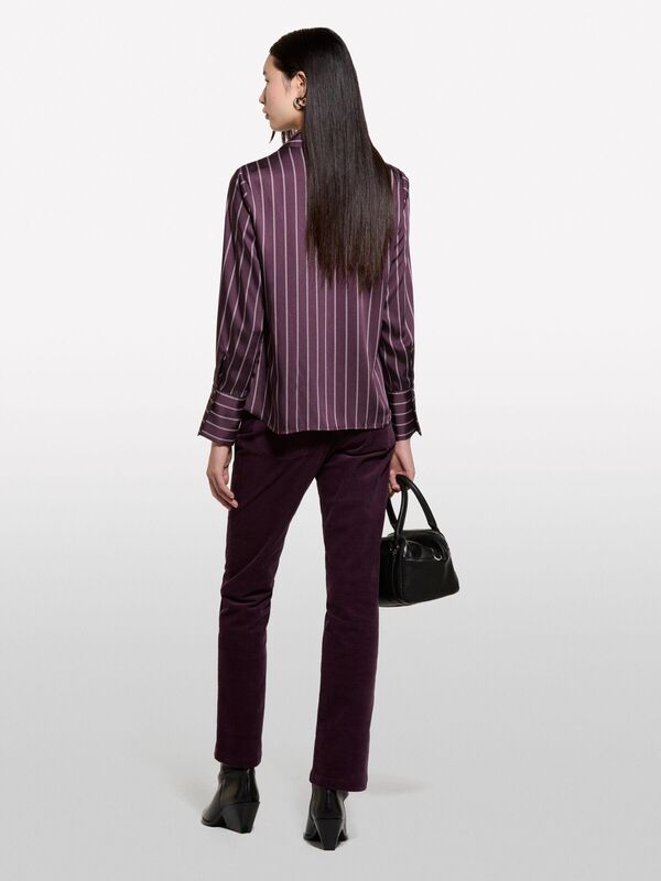 Sisley - Pamuk Karışımlı Beş Cepli Normal Kesim Pantolon Kadın Mor Pantolon - 324A46C2LE02W