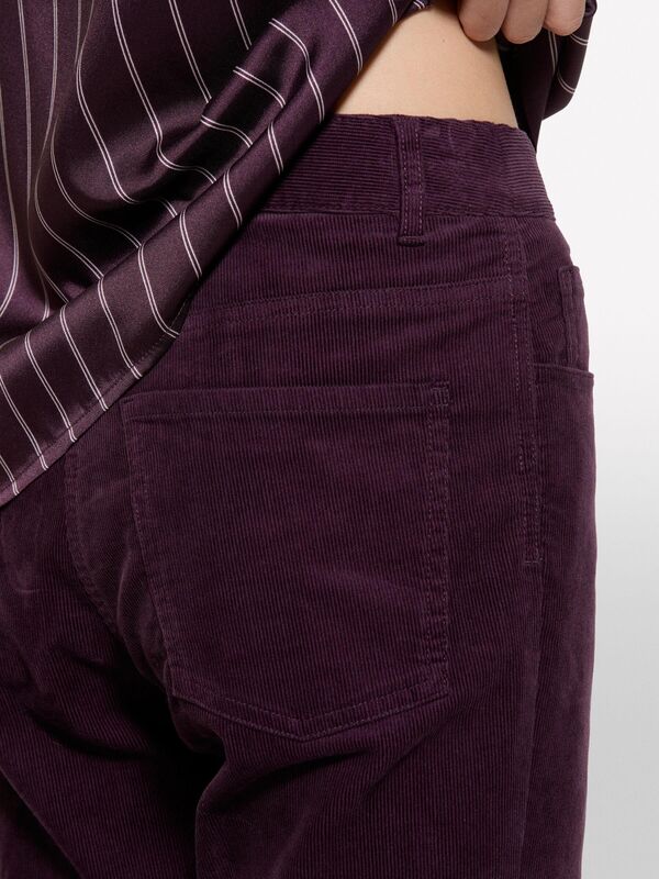 Pamuk Karışımlı Beş Cepli Normal Kesim Pantolon Kadın Mor Pantolon - 324A46C2LE02W
