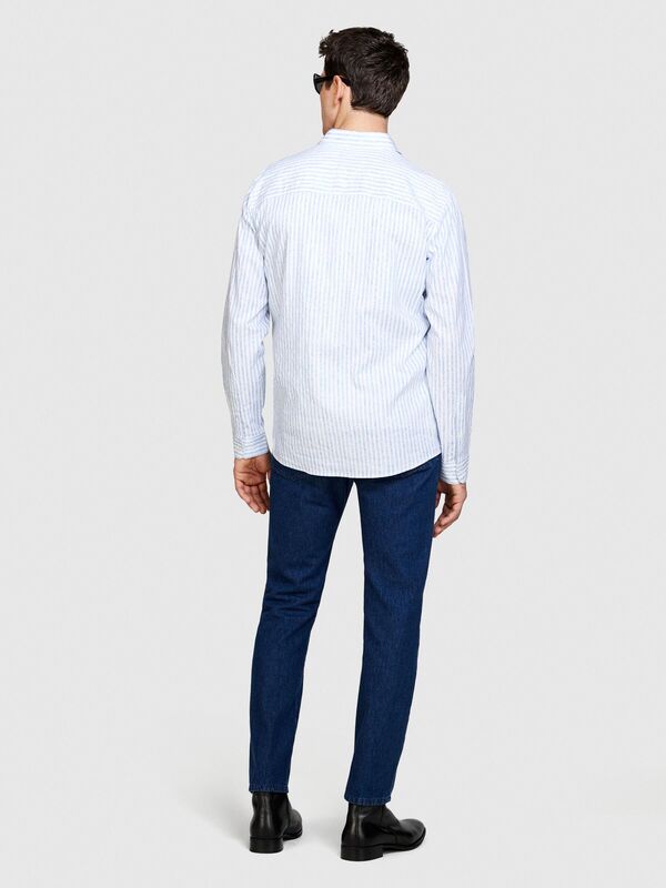 Sisley - Pamuk Karışımlı Çizgili Gömlek Erkek Renkli Gömlek - 324P5N1JSQ036