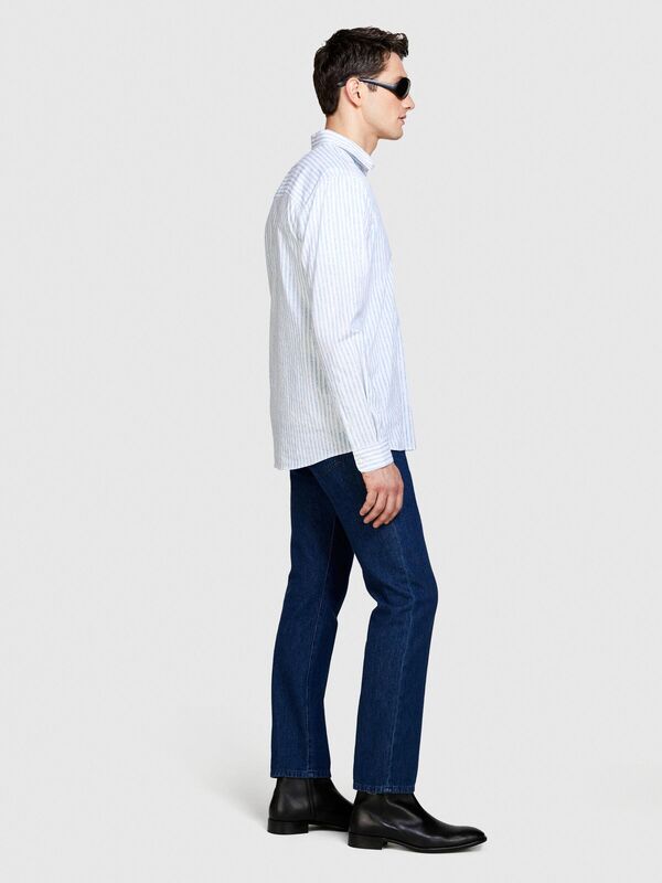 Pamuk Karışımlı Çizgili Gömlek Erkek Renkli Gömlek - 324P5N1JSQ036