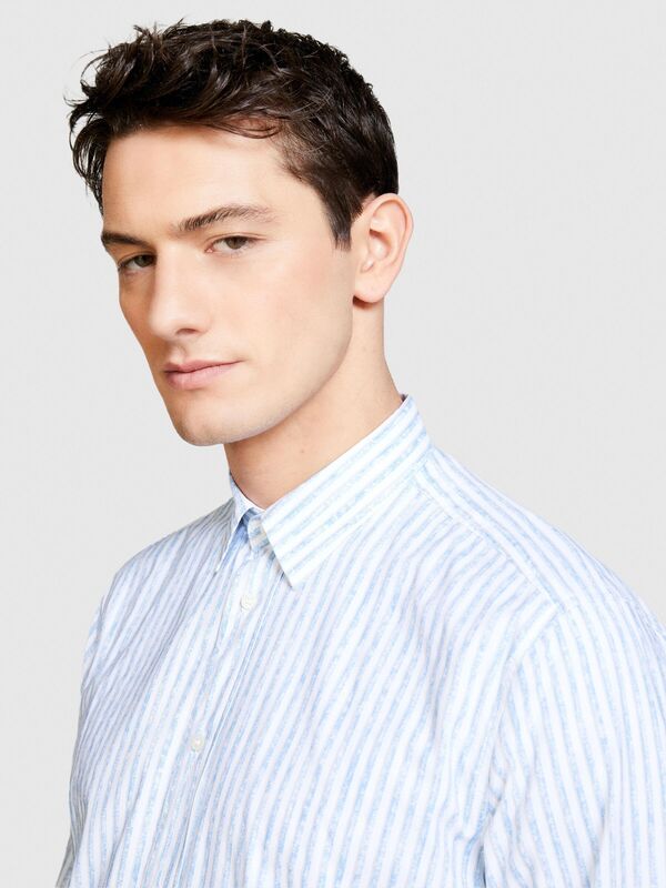 Pamuk Karışımlı Çizgili Gömlek Erkek Renkli Gömlek - 324P5N1JSQ036