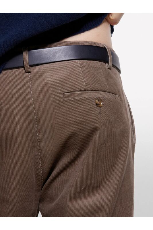 Pamuk Karışımlı Dar Kesim Cepli Kadife Chino Pantolon Erkek 0C7 Pantolon - 324A41ZNSF04R