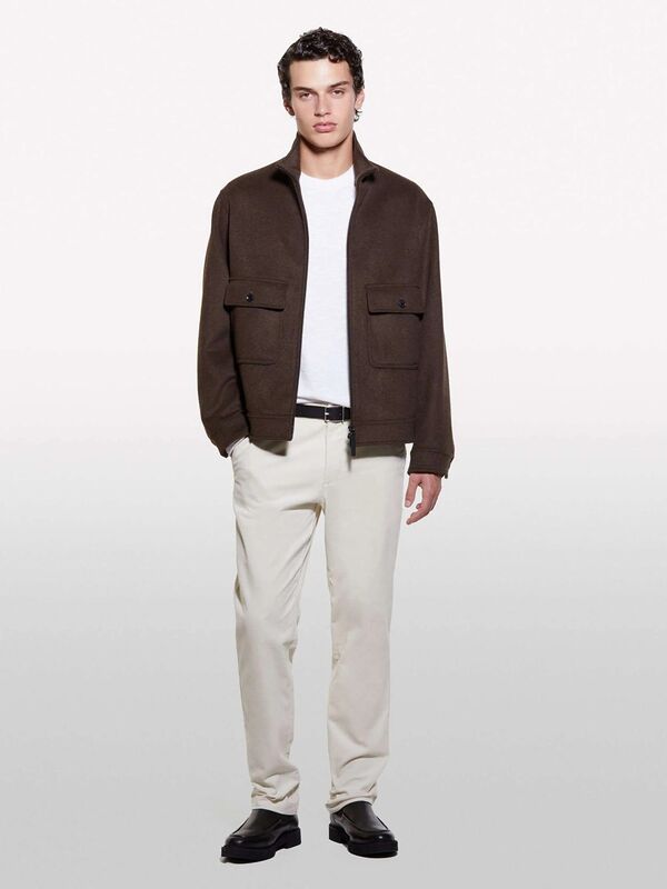 Sisley - Pamuk Karışımlı Dar Kesim Cepli Kadife Chino Pantolon Erkek 0L8 Pantolon - 324A41ZNSF04R