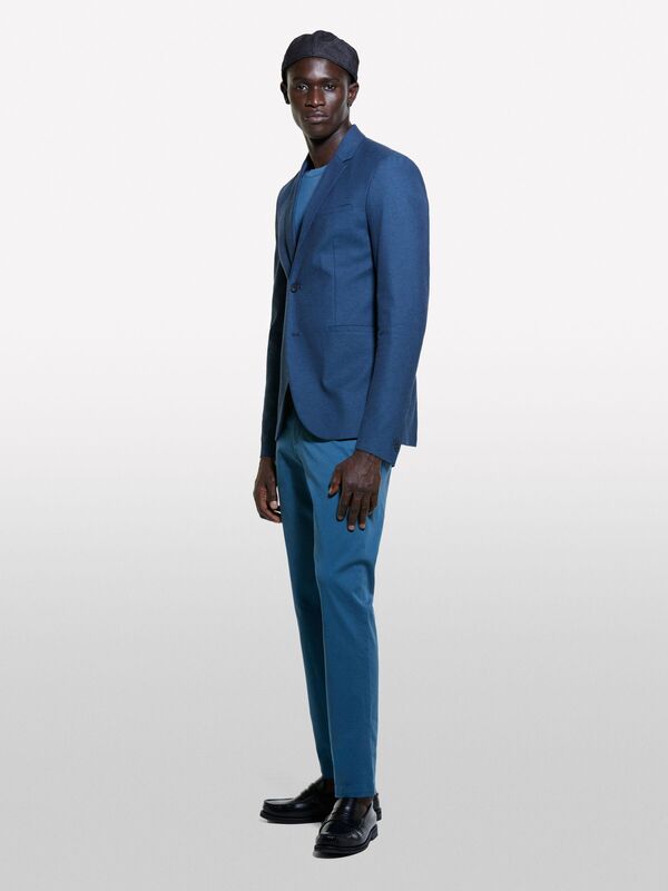 Pamuk Karışımlı Dar Kesim Chino Pantolon Erkek Petrol Mavisi Pantolon - 324A4AIHSF021