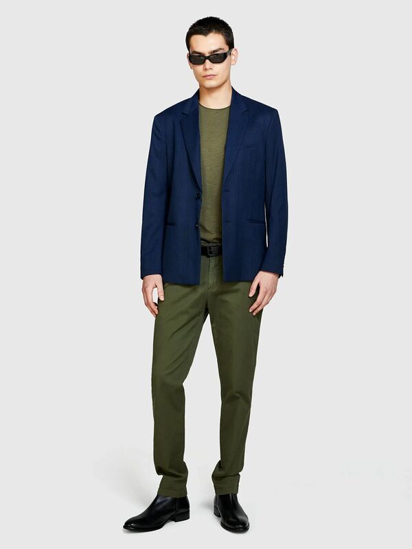 Sisley - Pamuk Karışımlı Dar Kesim Chino Pantolon Erkek Yeşil Pantolon - 325P4AIHSF021