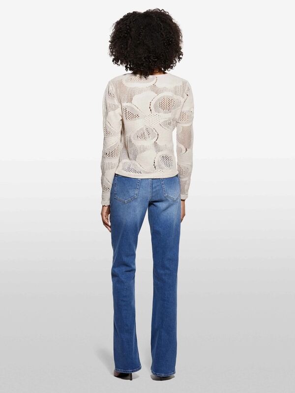 Pamuk Karışımlı Delik Detaylı Uzun Kollu T-Shirt Kadın Pembe T-Shirt - 325A3IIDL107T