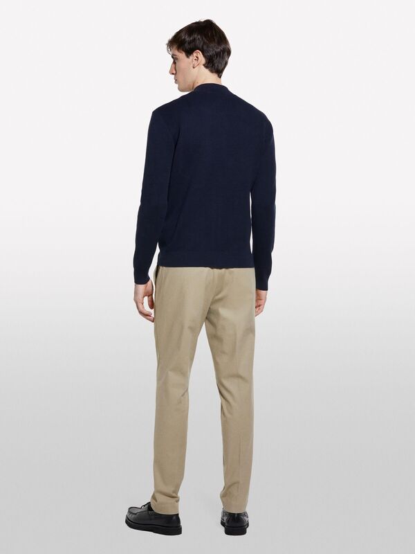 Pamuk Karışımlı Fermuarlı Bomber Hırka Erkek Lacivert Hırka - 325P10F2S500H