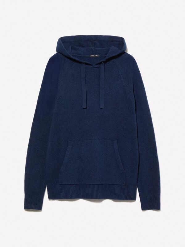 Pamuk Karışımlı Kanguru Cepli Kapüşonlu Sweatshirt Erkek Soluk Lacivert Sweatshirt - 324A1QPSS200Q