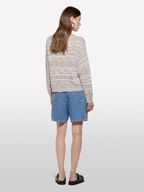 Sisley - Pamuk Karışımlı Kayık Yaka Regular Fit Kazak Kadın Mavi Kazak - 325P116CL106F