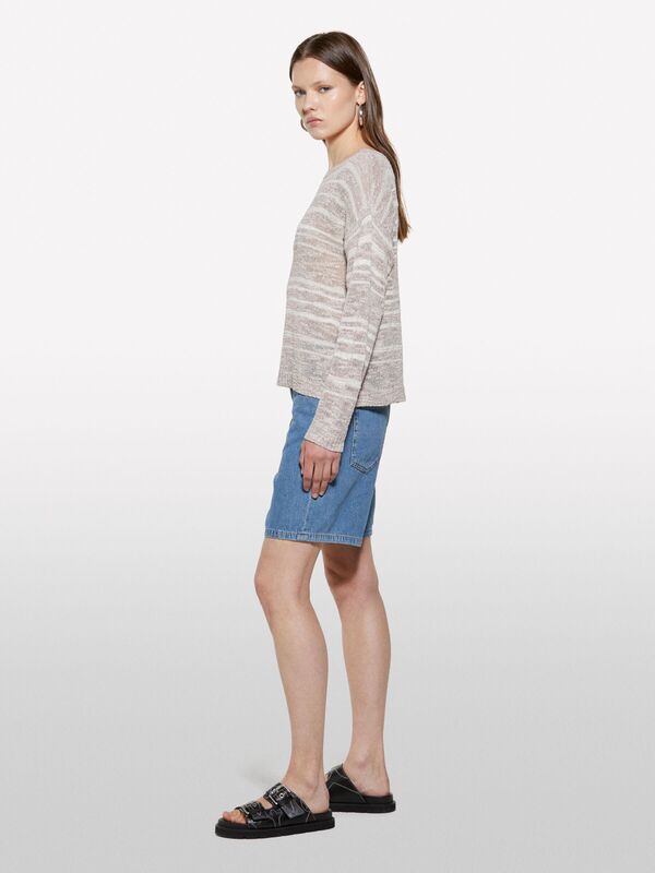 Pamuk Karışımlı Kayık Yaka Regular Fit Kazak Kadın Mavi Kazak - 325P116CL106F