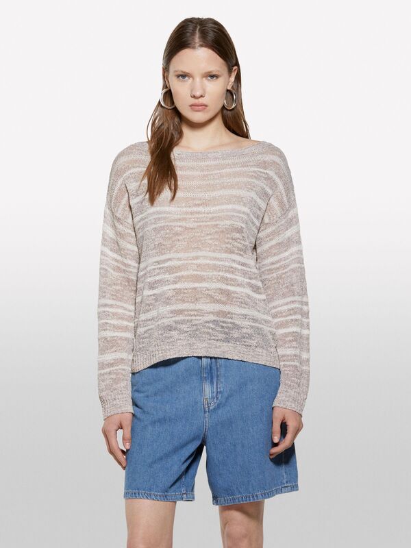 Pamuk Karışımlı Kayık Yaka Regular Fit Kazak Kadın Mavi Kazak - 325P116CL106F