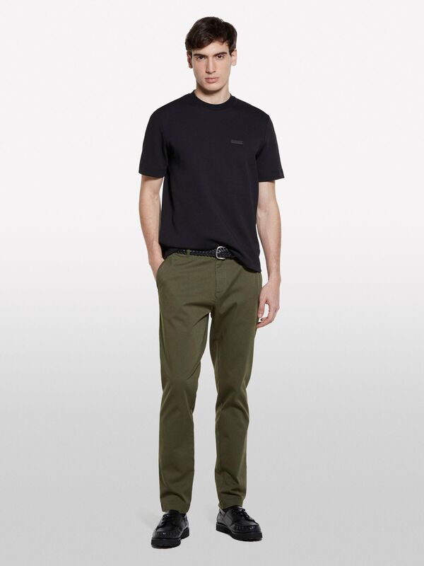 Pamuk Karışımlı Logolu Bisiklet Yaka Regular Fit T-Shirt Erkek Bej T-Shirt - 325P3O35S104B