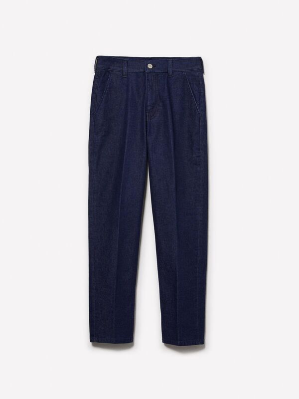 Pamuk Karışımlı Normal Bel Denim Chino Pantolon Kadın İndigo Denim Pantolon - 325P4TAYLF06G