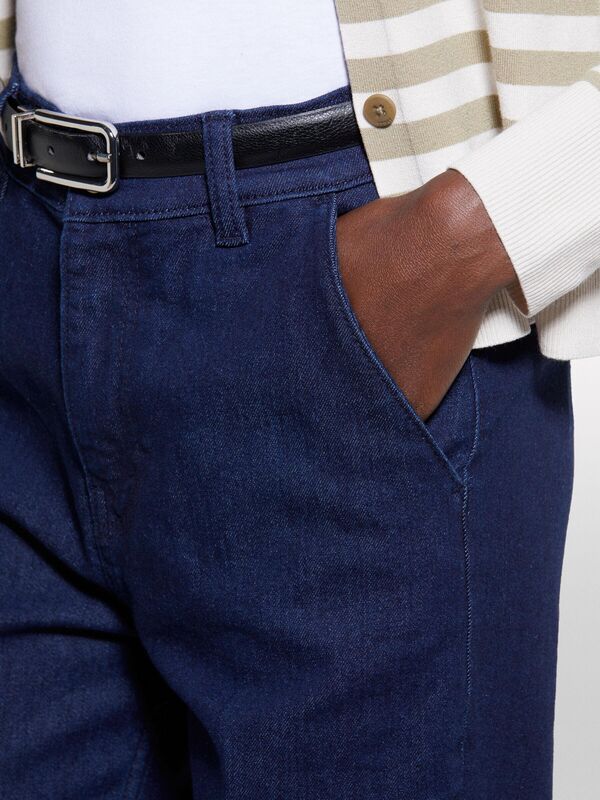 Pamuk Karışımlı Normal Bel Denim Chino Pantolon Kadın İndigo Denim Pantolon - 325P4TAYLF06G