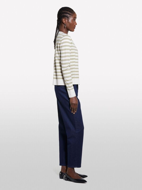 Pamuk Karışımlı Normal Bel Denim Chino Pantolon Kadın İndigo Denim Pantolon - 325P4TAYLF06G