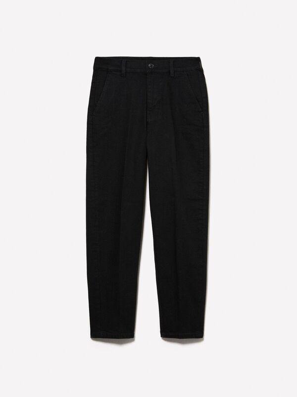 Pamuk Karışımlı Normal Bel Denim Chino Pantolon Kadın Siyah Denim Pantolon - 325P4TAYLF06G