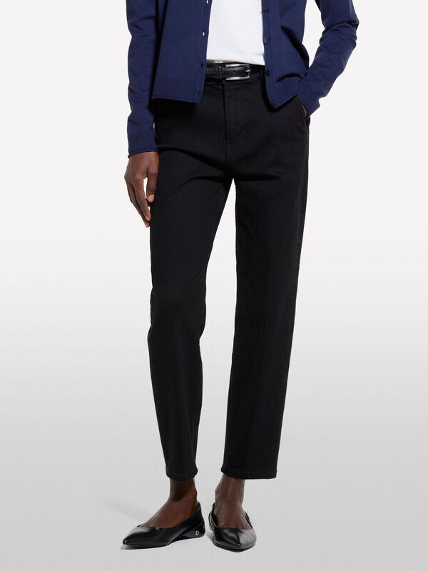 Pamuk Karışımlı Normal Bel Denim Chino Pantolon Kadın Siyah Denim Pantolon - 325P4TAYLF06G