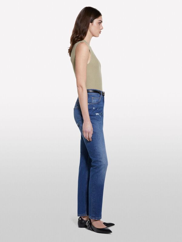 Pamuk Karışımlı Normal Bel Denim Pantolon Kadın Buz mavisi Denim Pantolon - 325P4IM7LE047