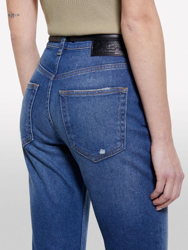 Pamuk Karışımlı Normal Bel Denim Pantolon Kadın Buz mavisi Denim Pantolon - 325P4IM7LE047