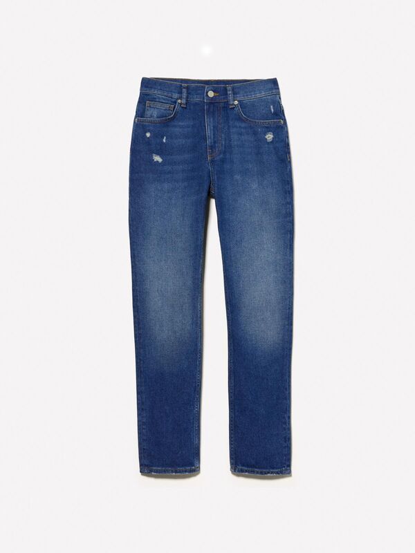 Pamuk Karışımlı Normal Bel Denim Pantolon Kadın Buz mavisi Denim Pantolon - 325P4IM7LE047