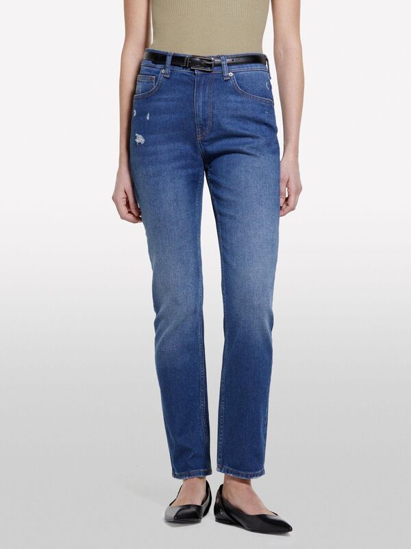 Pamuk Karışımlı Normal Bel Denim Pantolon Kadın Buz mavisi Denim Pantolon - 325P4IM7LE047