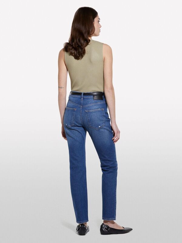 Sisley - Pamuk Karışımlı Normal Bel Denim Pantolon Kadın Buz mavisi Denim Pantolon - 325P4IM7LE047