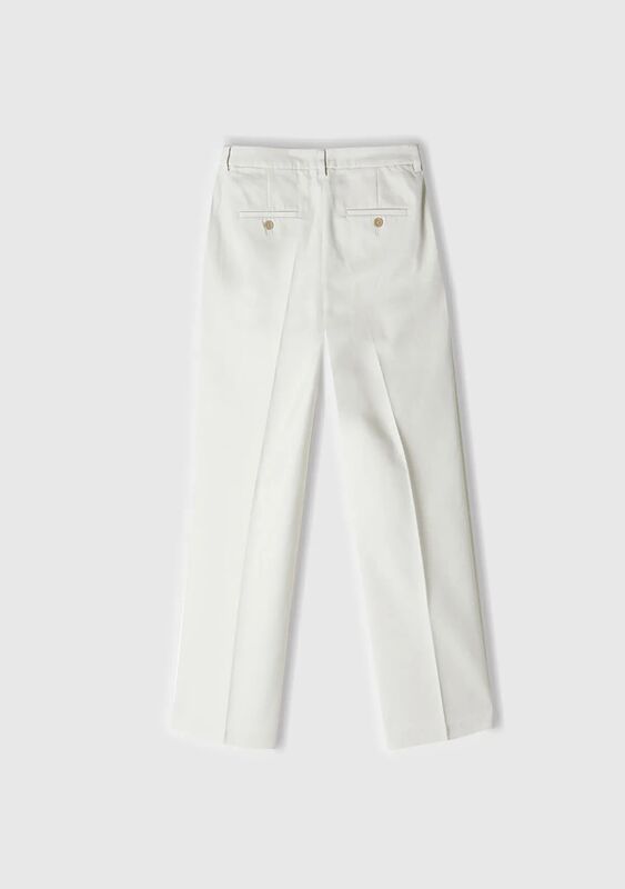 Pamuk Karışımlı Normal Kesim Yüksek Bel Pantolon Kadın Krem Pantolon - 325A4K2ZLF03V