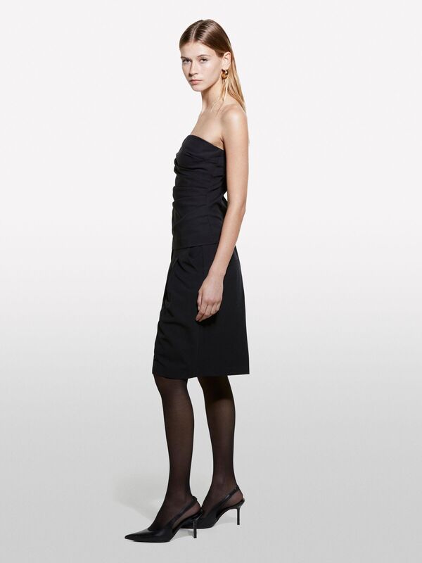 Sisley - Pamuk Karışımlı Önü Büzgülü Arkası Fermuarlı Üst Kadın Siyah Sweatshirt - 324A54IYLH018