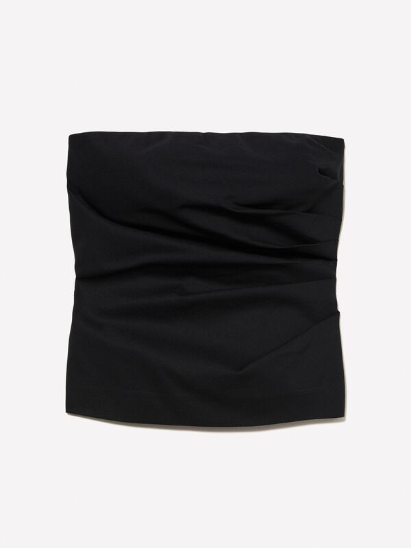 Pamuk Karışımlı Önü Büzgülü Arkası Fermuarlı Üst Kadın Siyah Sweatshirt - 324A54IYLH018