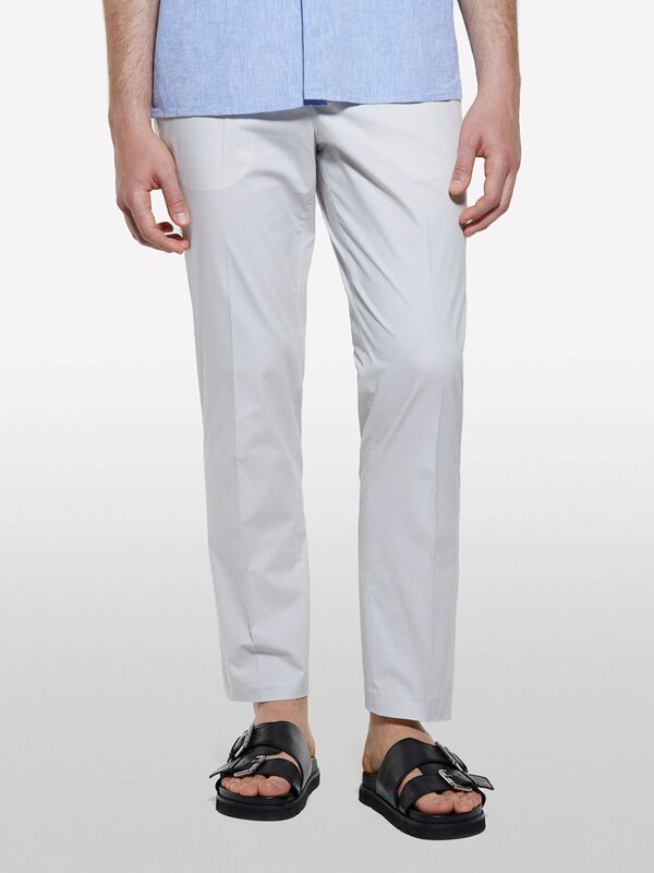 Pamuk Karışımlı Slim Comfort Fit Paraşüt Kanvas Pantolon Erkek Gri Pantolon - 325P4YTWSF05D