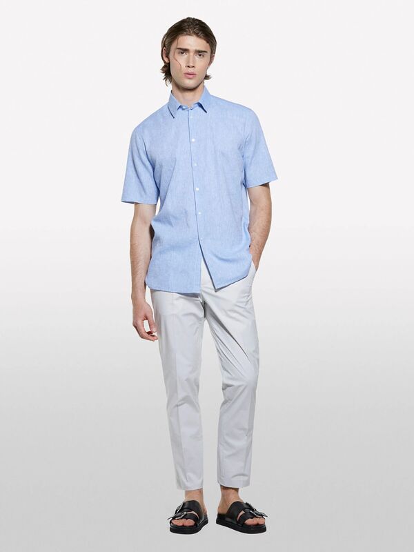 Sisley - Pamuk Karışımlı Slim Comfort Fit Paraşüt Kanvas Pantolon Erkek Gri Pantolon - 325P4YTWSF05D