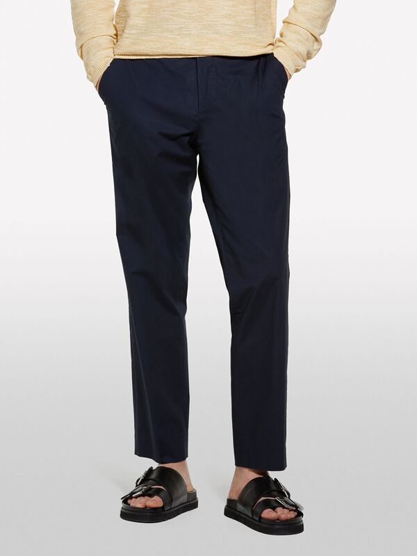 Pamuk Karışımlı Slim Comfort Fit Paraşüt Kanvas Pantolon Erkek Lacivert Pantolon - 325P4YTWSF05D