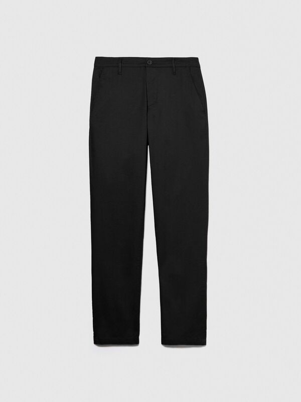 Pamuk Karışımlı Slim Fit Chino Pantolon Erkek Siyah Pantolon - 324P4TEQSF02E