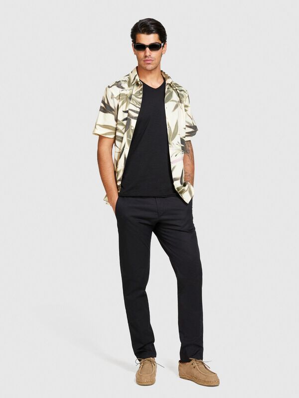 Pamuk Karışımlı Slim Fit Chino Pantolon Erkek Siyah Pantolon - 324P4TEQSF02E